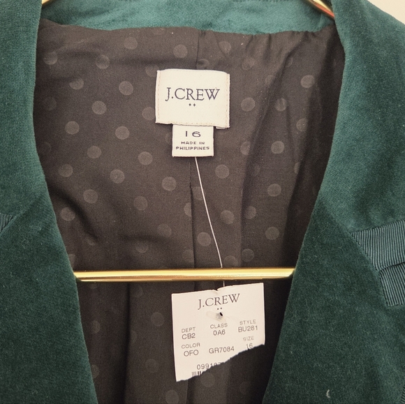 J. Crew Factory velvet schoolboy blazer Darkest Forest Green Size 16 - Picture 7 of 10
